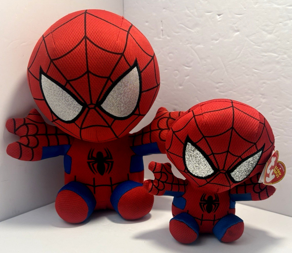 TY Beanie Baby 6" SPIDER-MAN Spiderman Marvel Plush Stuffed Animal Toy 9"